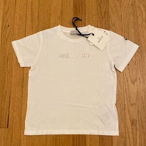 Moncler kids White T-shirt with Tricolor Print in Cotton Boys size 10